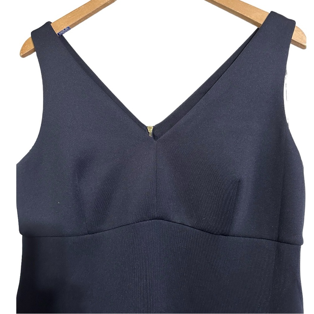 Donna Karan Navy Ruffle Bottom V-Neck Sleeveless Zipper Cocktail Party Dress 14 - Picture 6 of 11